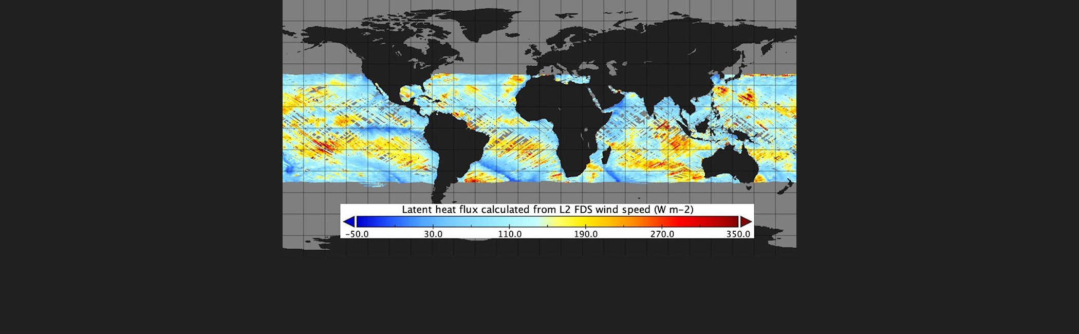 This graphic illustrates information gathered from the CYGNSS Level 2 Ocean Surface Heat Flux CDR Version 1.0 Dataset