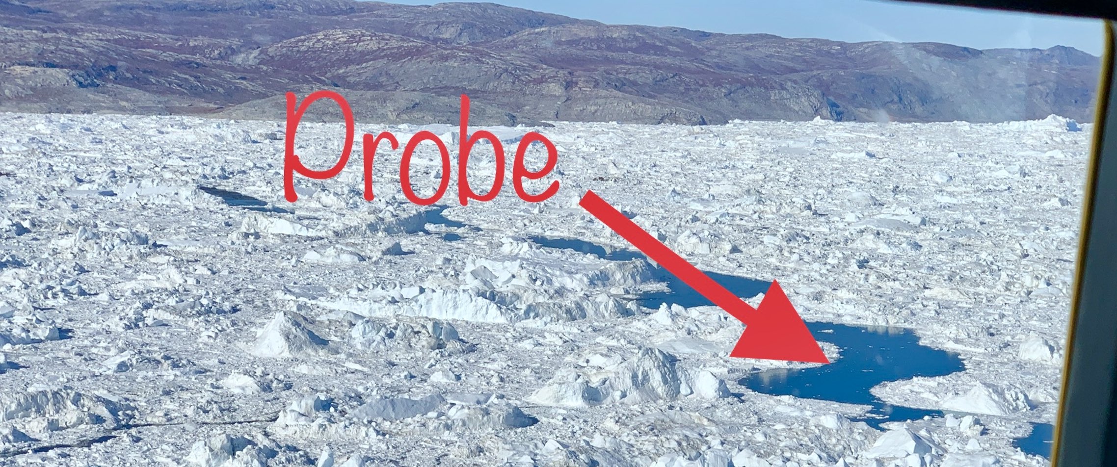 This image illustrates the OMG deployed probes from aircraft to measure temperature and conductivity in hard-to-reach areas near coastal Greenland.