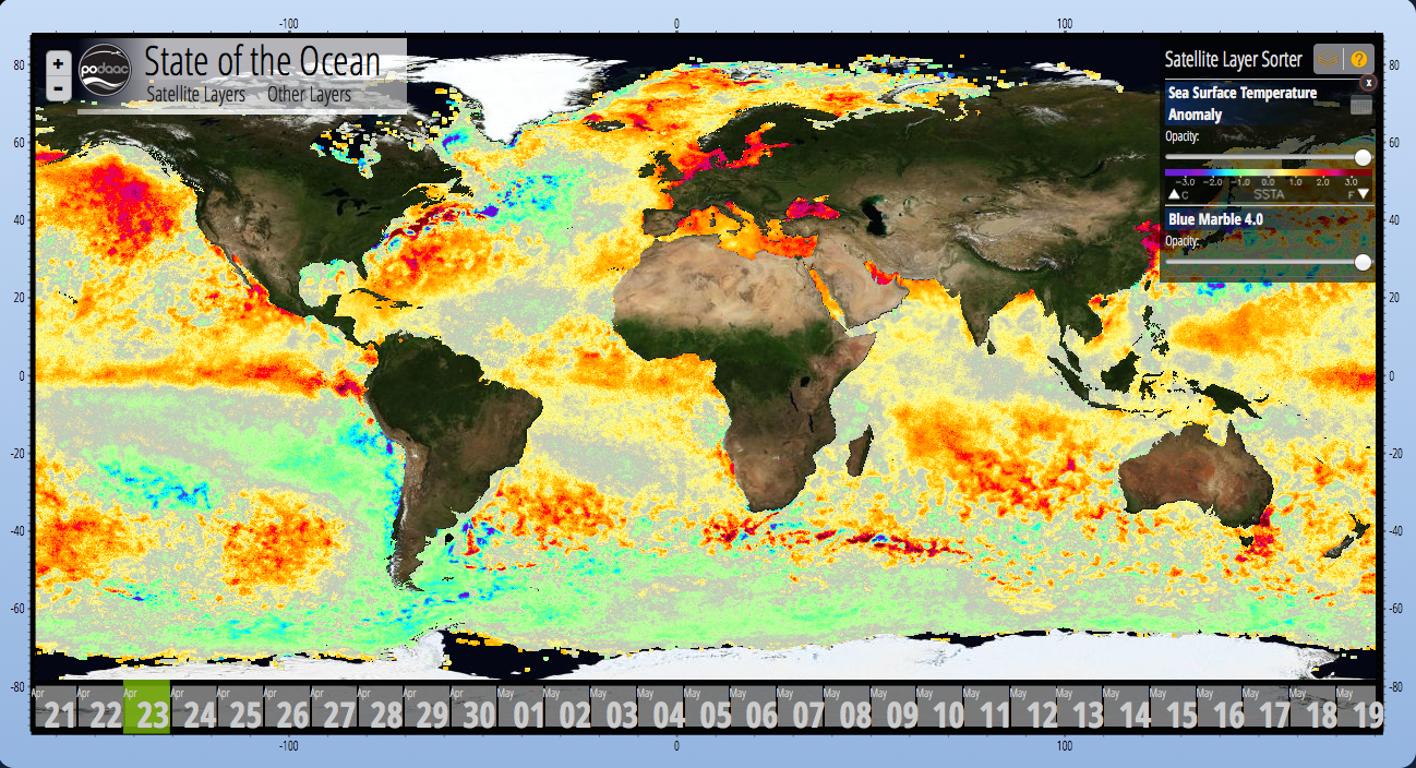 SST Anomalies (°C) on April 23 (top) 2014
